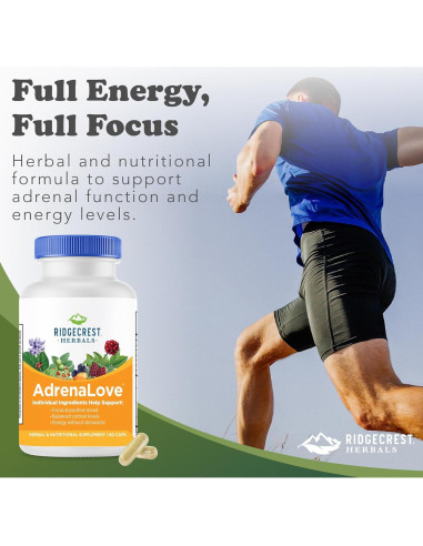 Suplemento AdrenaLove Ridgecrest Herbals 60 Cápsulas Veganas
