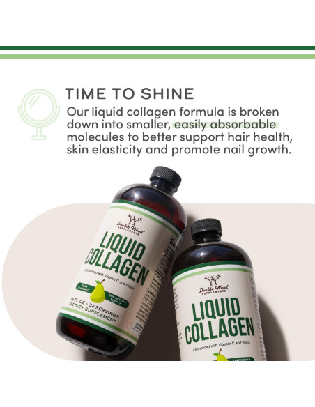 Colágeno Líquido Double Wood 2500mg - 32 Porciones Sabor Pera