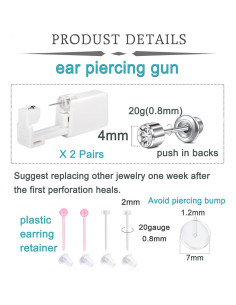 Kit de Perforación de Orejas QWALIT - 2 Pares + Studs 2