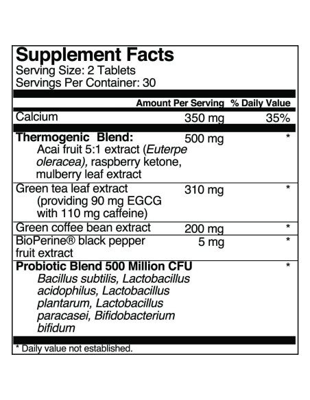 AcaiTrim Suplemento Pérdida de Peso 60 Cápsulas - Té Verde, Café Verde, Acai