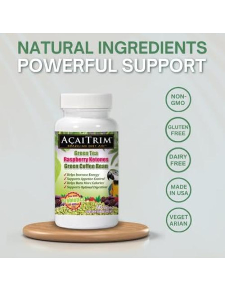 AcaiTrim Suplemento Pérdida de Peso 60 Cápsulas - Té Verde, Café Verde, Acai