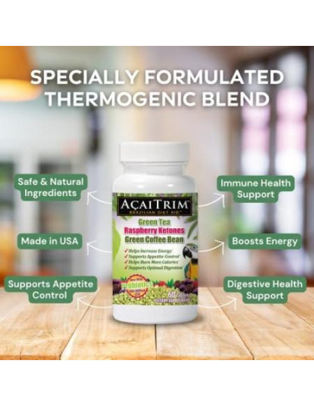 AcaiTrim Suplemento Pérdida de Peso 60 Cápsulas - Té Verde, Café Verde, Acai