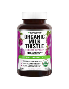 Cápsulas de Cardo Mariano Orgánico FarmHaven 120 Unidades 30X
