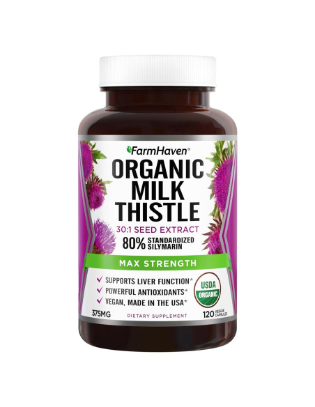 Cápsulas de Cardo Mariano Orgánico FarmHaven 120 Unidades 30X