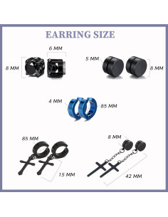 Set de 16 Pendientes Magnéticos JEWPARK Acero Inoxidable 316L 2