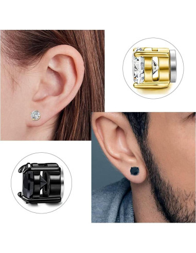 Pendientes Magnéticos para Hombres BEFOSHINN 6-8MM Acero Inoxidable