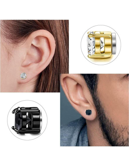 Pendientes Magnéticos para Hombres BEFOSHINN 6-8MM Acero Inoxidable
