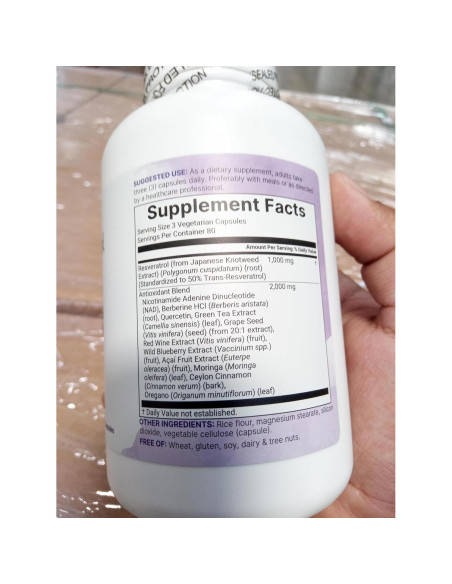 Suplemento de Resveratrol 3000mg Micro Ingredients 240 Cápsulas Veganas