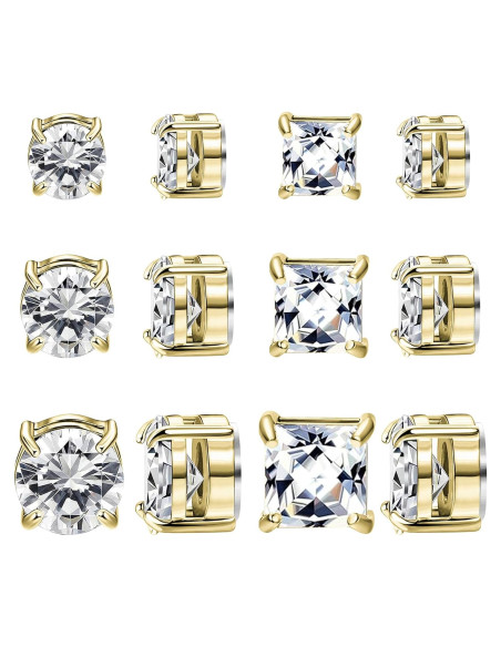 Pendientes Magnéticos Unisex NEWITIN Acero Inoxidable 6 Pares 6-9mm