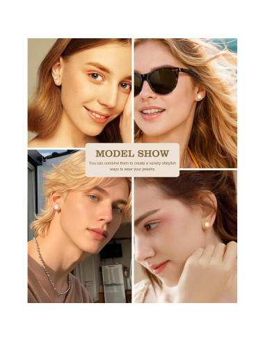 Pendientes Magnéticos Hipoalergénicos SIISPRI Oro 18K CZ 4 Pares