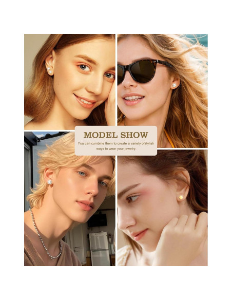 Pendientes Magnéticos Hipoalergénicos SIISPRI Oro 18K CZ 4 Pares