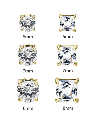 Pendientes Magnéticos Unisex NEWITIN Acero Inoxidable 6 Pares 6-9mm