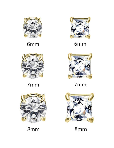 Pendientes Magnéticos Unisex NEWITIN Acero Inoxidable 6 Pares 6-9mm