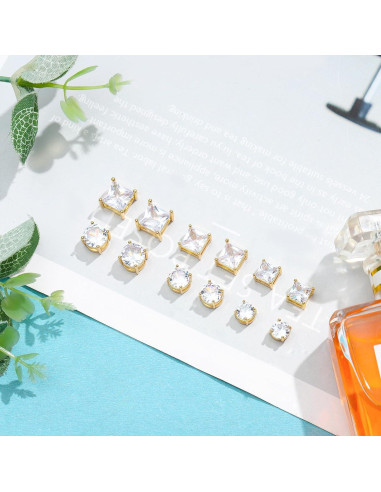 Pendientes Magnéticos Unisex NEWITIN Acero Inoxidable 6 Pares 6-9mm