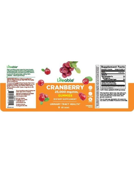 Gomitas de Arándano Lifeable 60 Unidades | Suplemento Vegano