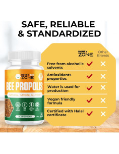 Cápsulas de Propóleos de Abeja Honeybeezone 60 Veganas 500mg 2
