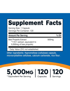 Extracto de Propóleos de Abeja Nutricost 500mg 120 Cápsulas 2