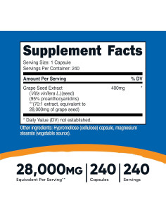 Extracto de Semilla de Uva Nutricost 28000mg 240 Cápsulas 2