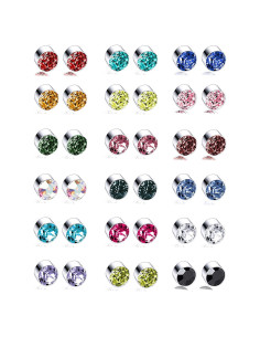 Pendientes Magnéticos Falsos Tornito 18 Pares CZ 4mm 6mm