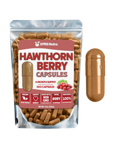 Cápsulas de Baya de Espino XPRS Nutra - 360 Unidades - Soporte Cardiovascular