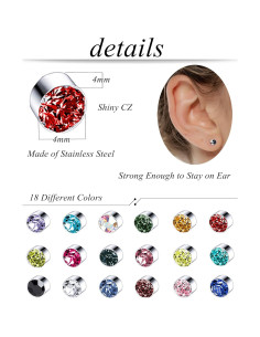 Pendientes Magnéticos Falsos Tornito 18 Pares CZ 4mm 6mm 2