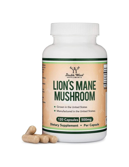 Cápsulas de Hongo Melena de León Orgánico Double Wood 120 Unidades