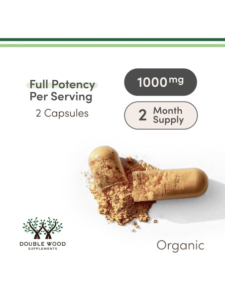 Cápsulas de Hongo Melena de León Orgánico Double Wood 120 Unidades