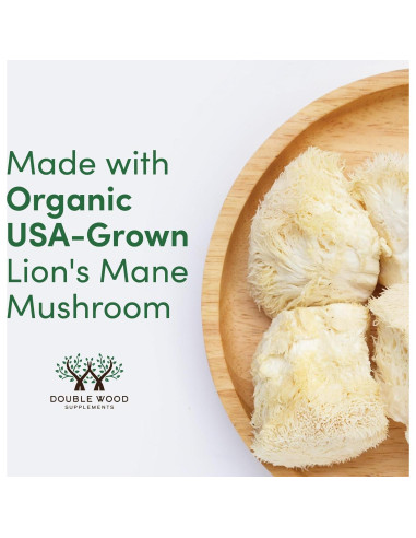 Cápsulas de Hongo Melena de León Orgánico Double Wood 120 Unidades