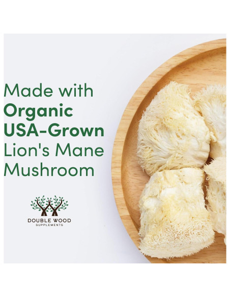 Cápsulas de Hongo Melena de León Orgánico Double Wood 120 Unidades