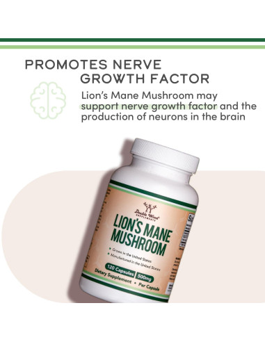 Cápsulas de Hongo Melena de León Orgánico Double Wood 120 Unidades