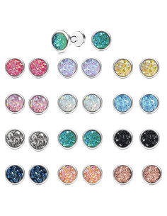 Pendientes Magnéticos Coloridos Thunaraz - 12 Pares 8mm y 10mm