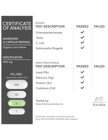 Cápsulas de Hongo Melena de León Orgánico Double Wood 120 Unidades