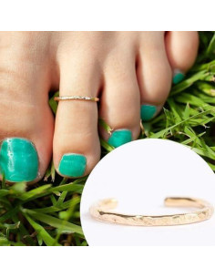 Anillo de dedo del pie ajustable para mujeres - Oro Martillado 2
