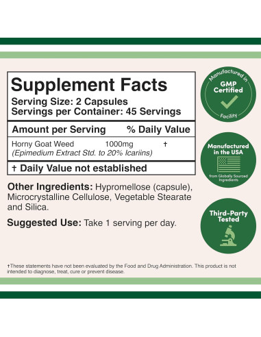Suplemento Hierba de Cabra Excitada Double Wood 1000mg 90 Cápsulas