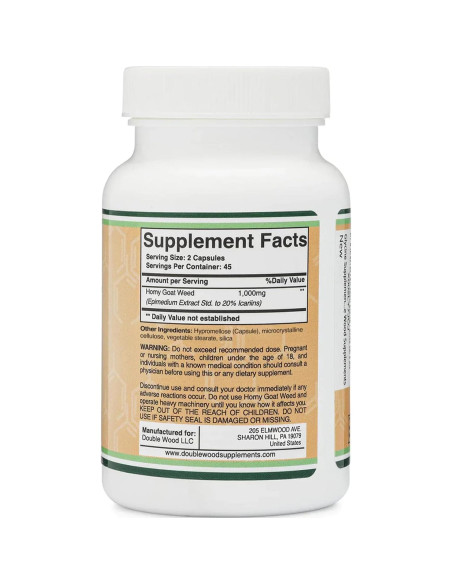 Suplemento Hierba de Cabra Excitada Double Wood 1000mg 90 Cápsulas