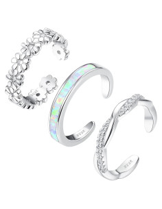Anillos de Dedo del Pie Fiasaso 3 Pcs Plata Esterlina 925