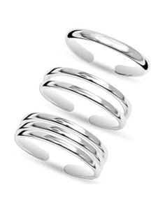 Anillo Abierto de Plata Esterlina LeCalla 3 Piezas Ajustables