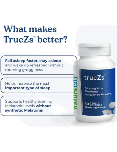 NatureCity TrueZs Suplemento Natural para Dormir - 30 Cápsulas Veganas
