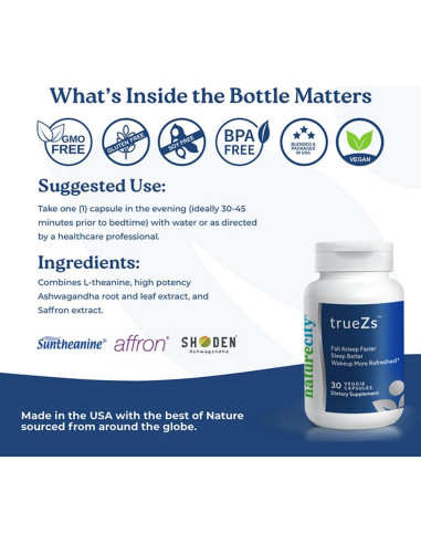 NatureCity TrueZs Suplemento Natural para Dormir - 30 Cápsulas Veganas