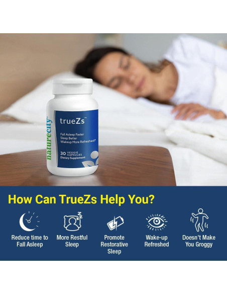 NatureCity TrueZs Suplemento Natural para Dormir - 30 Cápsulas Veganas