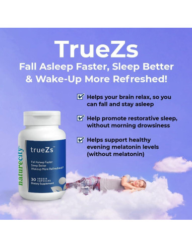 NatureCity TrueZs Suplemento Natural para Dormir - 30 Cápsulas Veganas