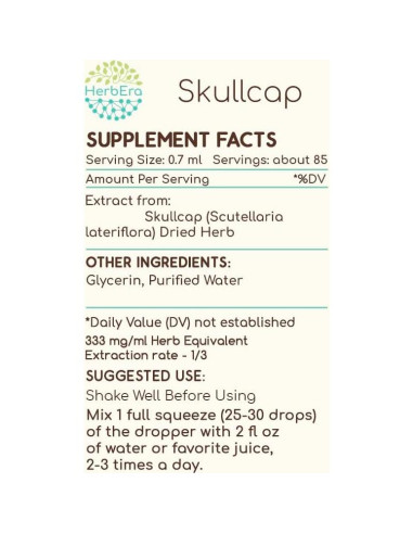 Extracto de Hierbas Skullcap Herbera 59 ml Sin Alcohol