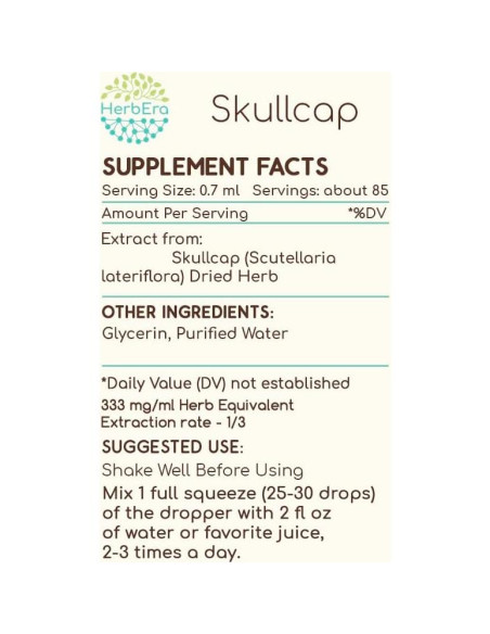 Extracto de Hierbas Skullcap Herbera 59 ml Sin Alcohol
