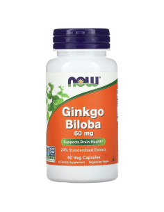 Suplemento Ginkgo Biloba 60mg Now Foods 60 Cápsulas