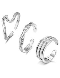 Conjunto de 3 Anillos de Dedo Ajustables Hipoalergénicos Acero Inoxidable