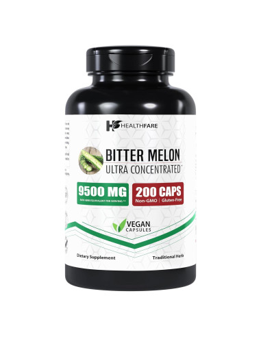 Cápsulas de Melón Amargo HealthFare 9500mg | 200 Veganas