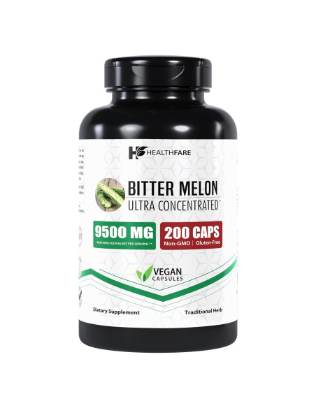 Cápsulas de Melón Amargo HealthFare 9500mg | 200 Veganas