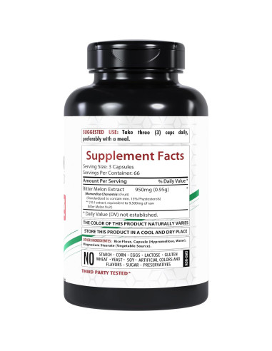 Cápsulas de Melón Amargo HealthFare 9500mg | 200 Veganas