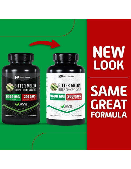 Cápsulas de Melón Amargo HealthFare 9500mg | 200 Veganas