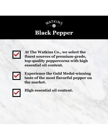 Pimienta Negra Molida Gourmet Watkins 170 g - Natural